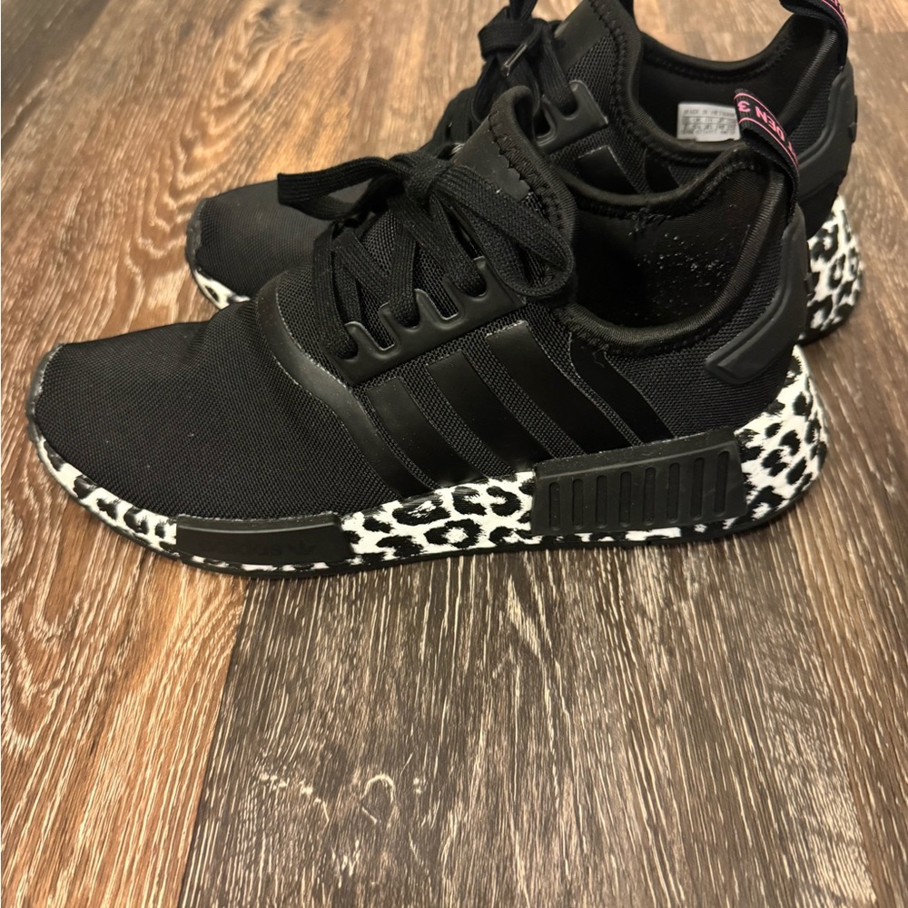 Adidas Black Sneakers with Animal Print Sole